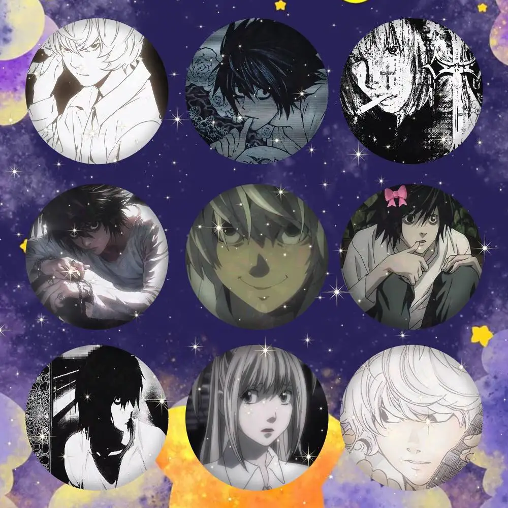 A-anime D-DEATH-H NOTE Cartoon Round Brooches On Backpack Jacket Acrylic Button Pins Collection Gifts