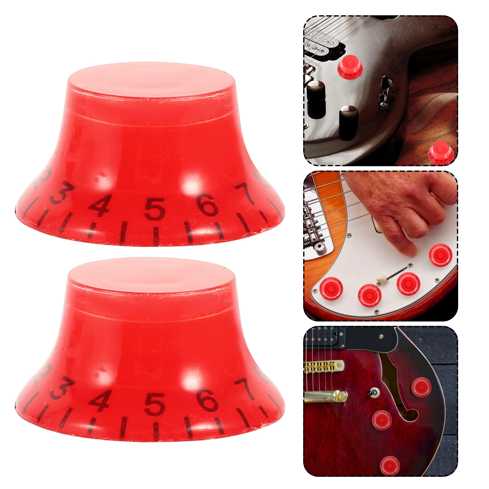 

6 Pcs Electric Guitar Knob Cap Volume Control Knobs Caps and Tone Bass Accessories Red