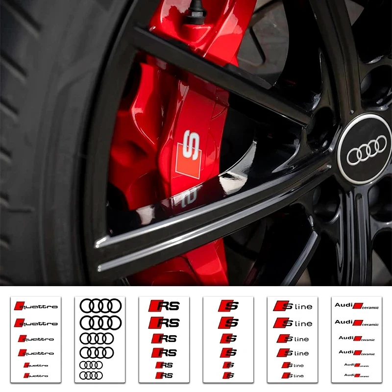 Image of PVC-Auto-Bremssattel-Aufkleber, hitzebeständige Aufkleber, Autozubehör für QUATTRO für Audi S Line A1 A3 A4 A6 A7 Q3 Q5 Q7 RS3 RS4