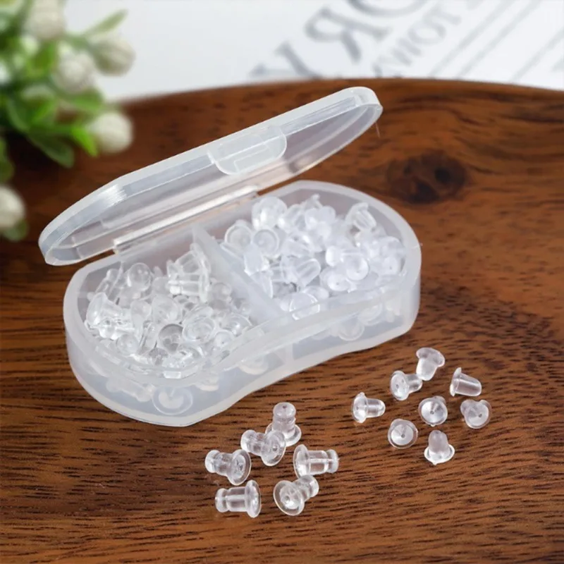 90pcs/1set  Includes Storage Box Plastic Earrings, Sports Transparent Plastic Earring Studs, Flat Earrings, Earrings