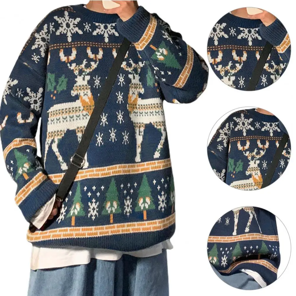 Christmas Sweater Trendy Skin-friendly New Year Sweater Holiday Sweater  Soft Christmas Sweater for Daily Wear