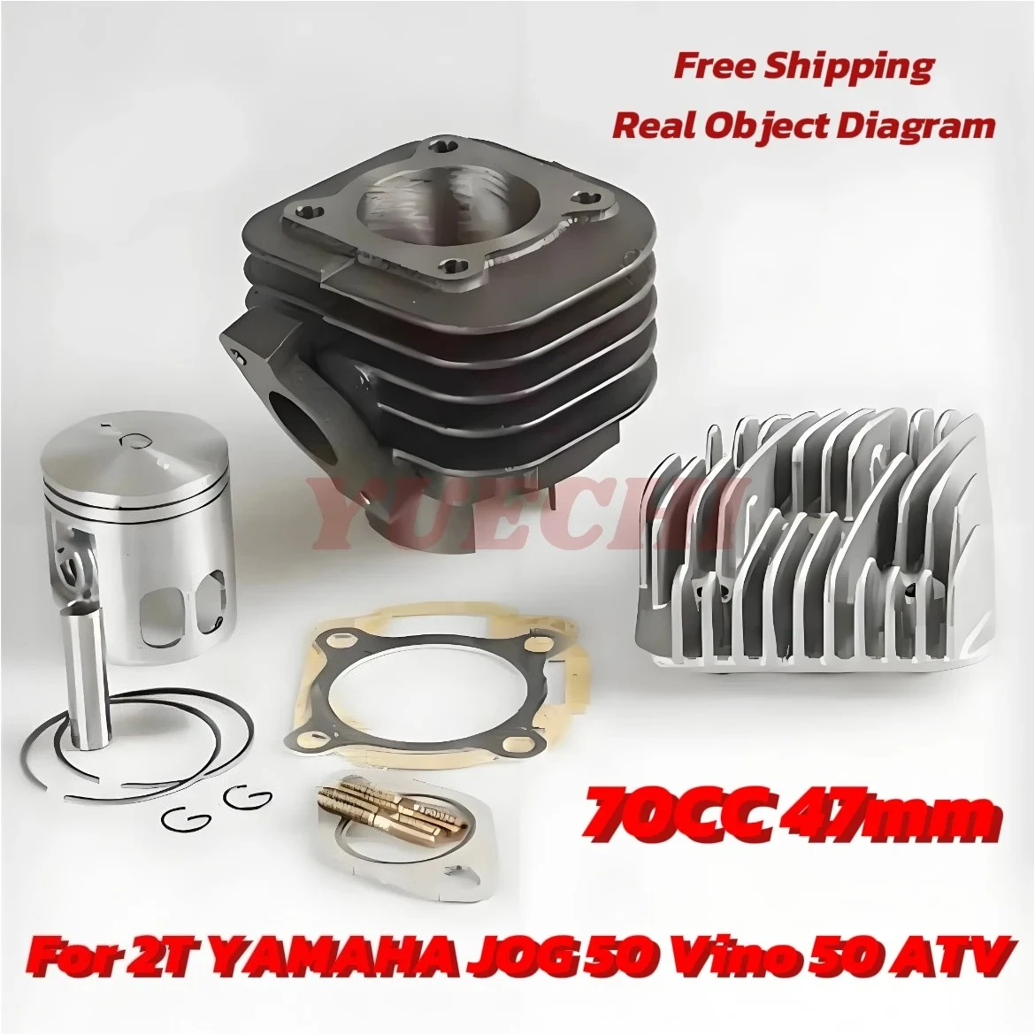 

70cc 47mm Motocycle Big Bore Cylinder Block Kit For 2T Yamaha JOG 50 Vino 50 ATV Equipment Parts Moped 2Stroke Piston EU Quality