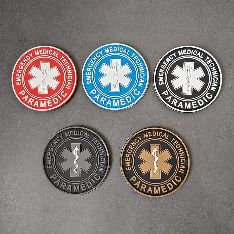 Paramedic Life Star Medical Patches Snake Battle Emergency Soft Rubber Hook Clothes Badge 3D PVC First Aid Logo Backpack Sticker