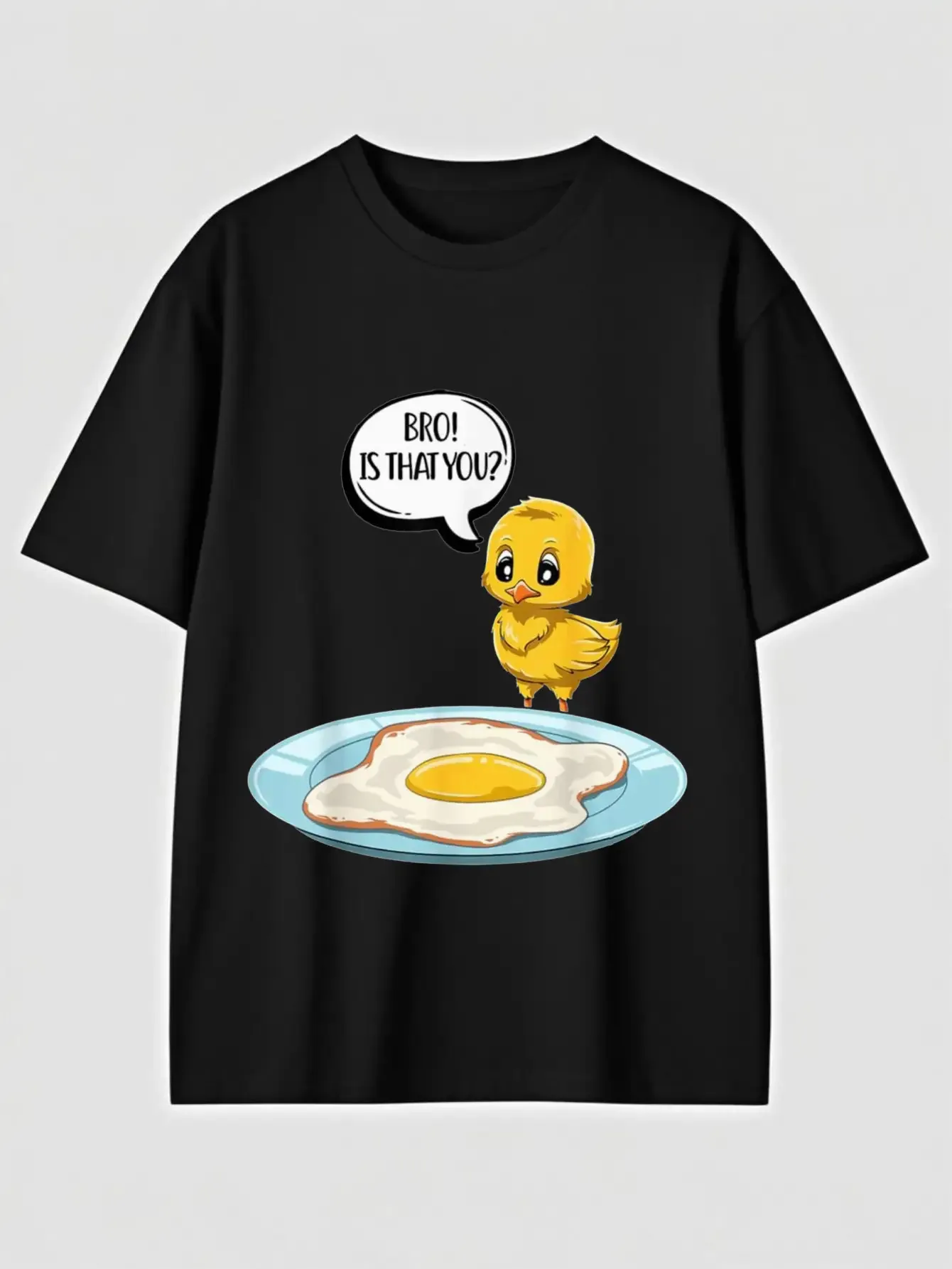 Camiseta divertida con temática de desayuno - Linda camiseta con estampado de pollo y huevo frito "¿Eres tú, hermano?"-Camiseta suave para hombres, adolescentes y adultos