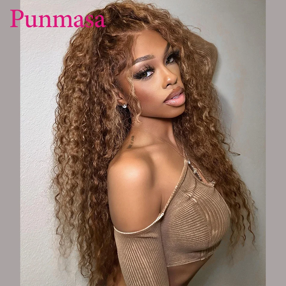 Punmasa Hair Brazilian 13X6 Lace Front Pruik Remy Curly Wave Highlight Honingblonde 13X4 Transparante Kant Voorkant Pruik Lijmloze 200%