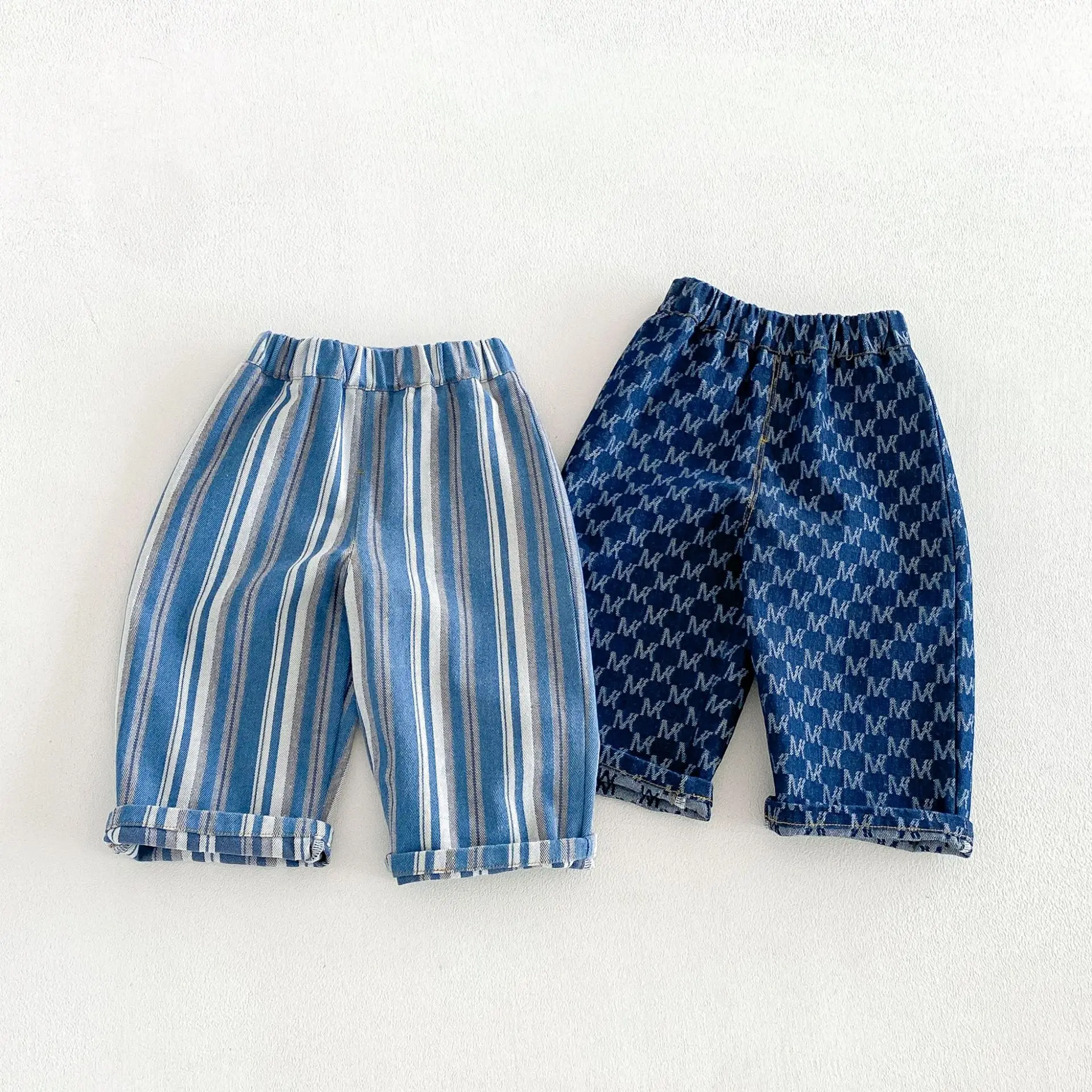 Boys' Fashion Jeans 2026 New Autumn Baby Korean Edition Western Style Striped Straight Leg Pants Children's Autumn Pants