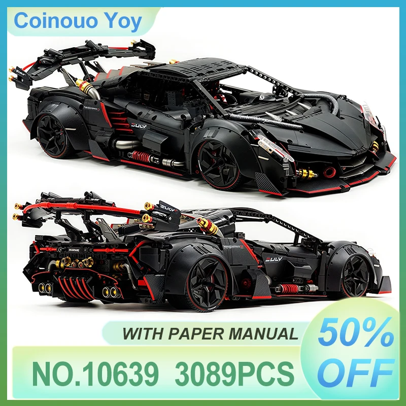 GULY Super Car 1:8 Model Building Bricks MOC 10639 Racing Vehicle Blocks High Tech Collection Puzzle DIY Toy Chrismas Gifts Boys