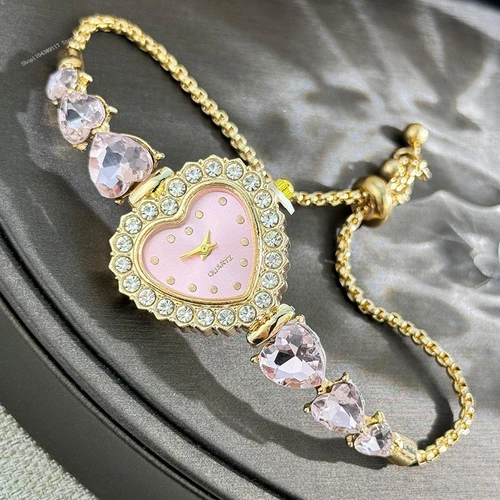 Imagen 1 del producto Nuevo Reloj de pulsera de cuarzo con correa de cinta en forma de corazón a la moda para Mujer con pulsera ajustable Reloj de Mujer