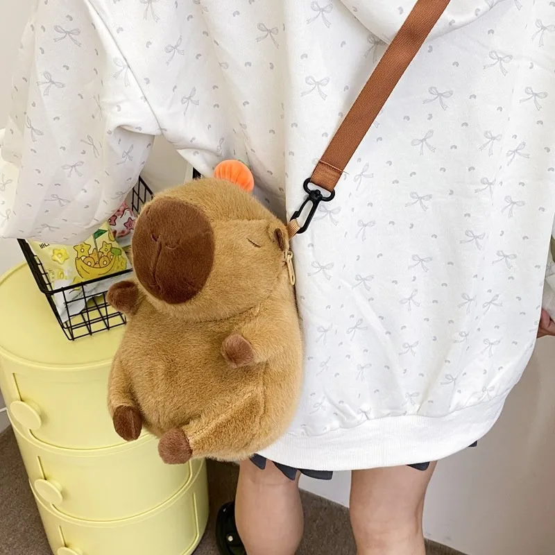 Kawaii Sewed Plush Capybara Toy Cute Stuffed Animal Backpack Damska torba na ramię Mały portfel na rękę Pluszowy plecak dla dzieci