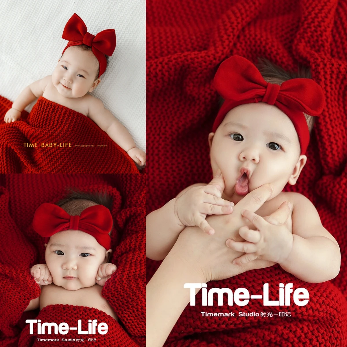 New Year's Red Knitted Blanket Hair Strap Minimalist Photography Prop baby clothes new born