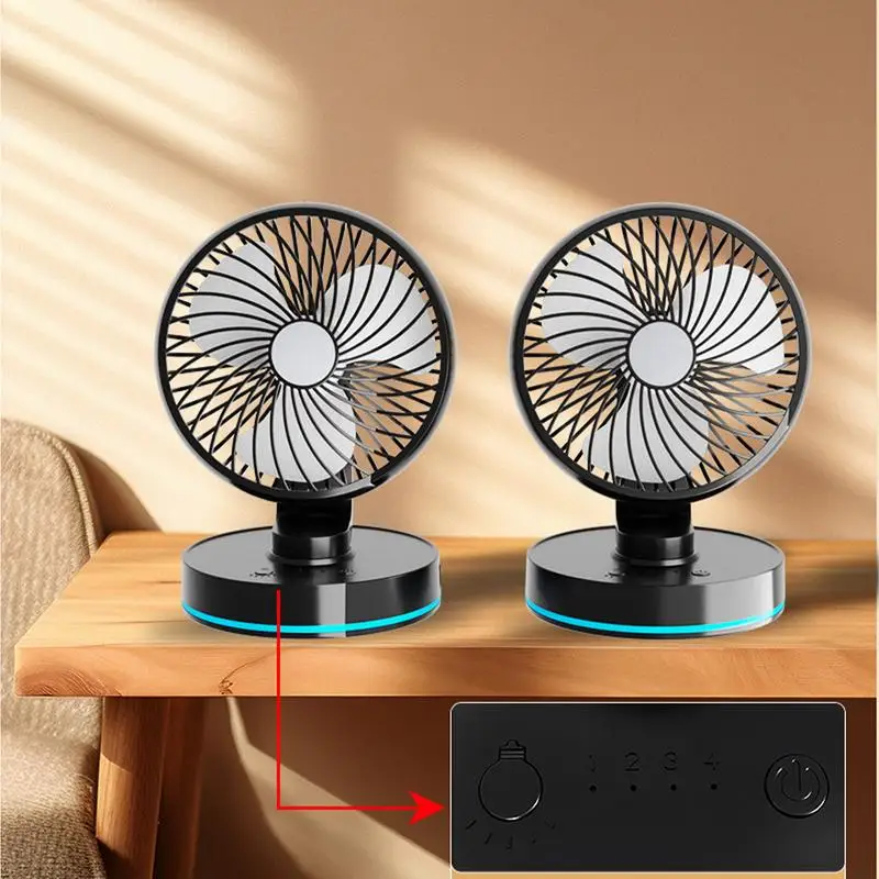 Car Dashboard Fan 4-Speed Settings Rechargeable Truck Fan 12V-24V Multi-Angle USB Charging Cooling Fan For Center Console