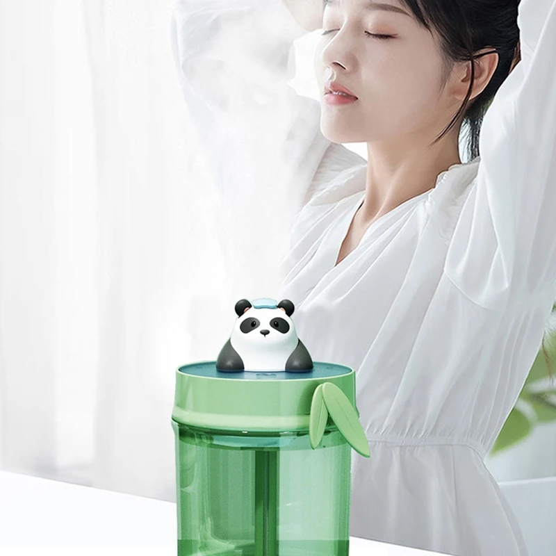 الباندا بالموجات فوق الصوتية المرطب للأطفال ، عالية السعة ، صانع USB ، كتم البخاخة ، هدية خضراء