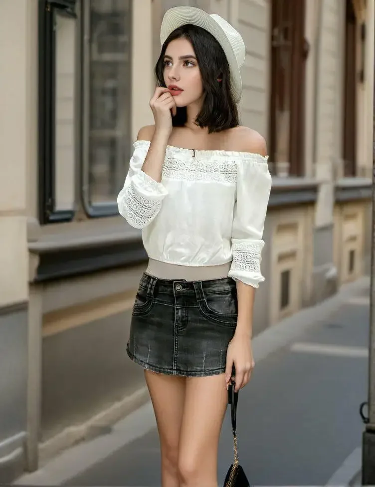

Pop American Retro Summer Denim Skirts Shorts For Women High Waist Streetwear Slim Stretch Mini Jeans Short Pants