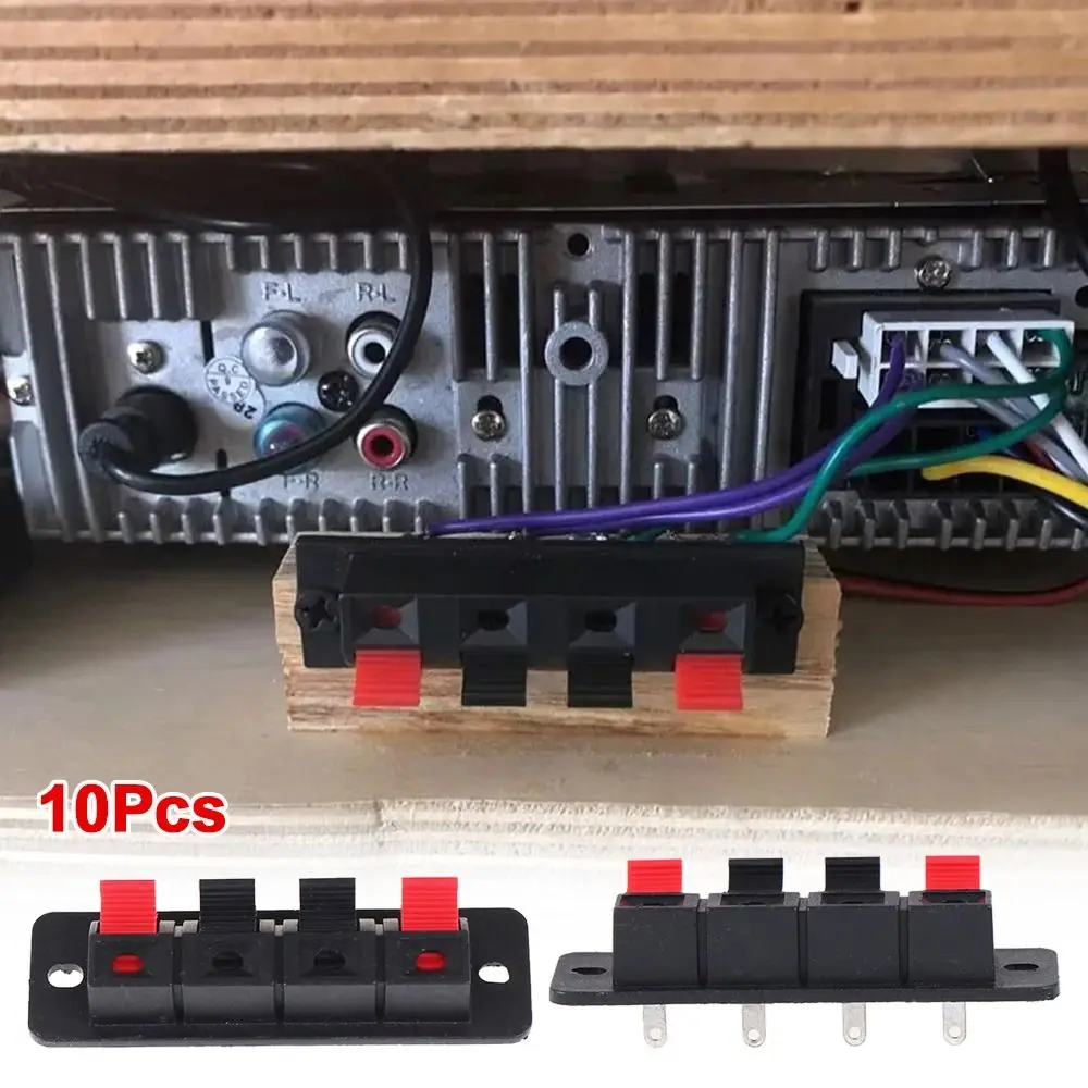 10Pcs Plastic Copper 4 Positions Spring Connector Push In Jack Breadboard Clip Audio Speaker Terminal Red Black Polarity