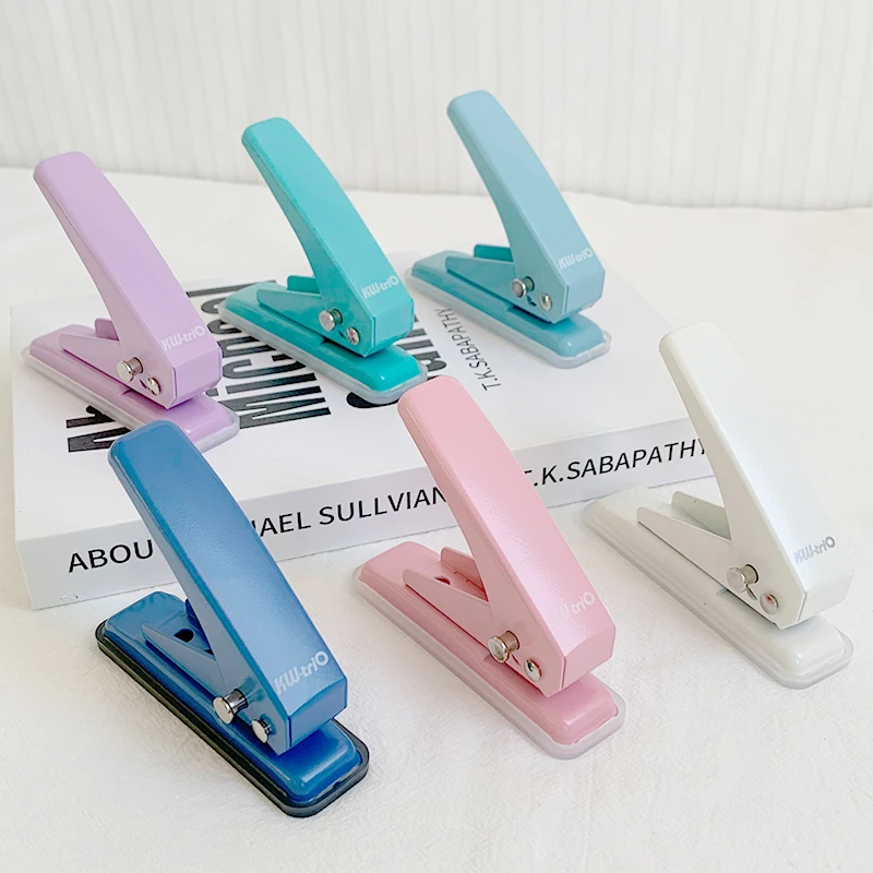 Single Hole Puncher Stationery Puncher Loose Leaf Paper Hole Stapler Mini DIY Round Hole 20 Pages Document Portable