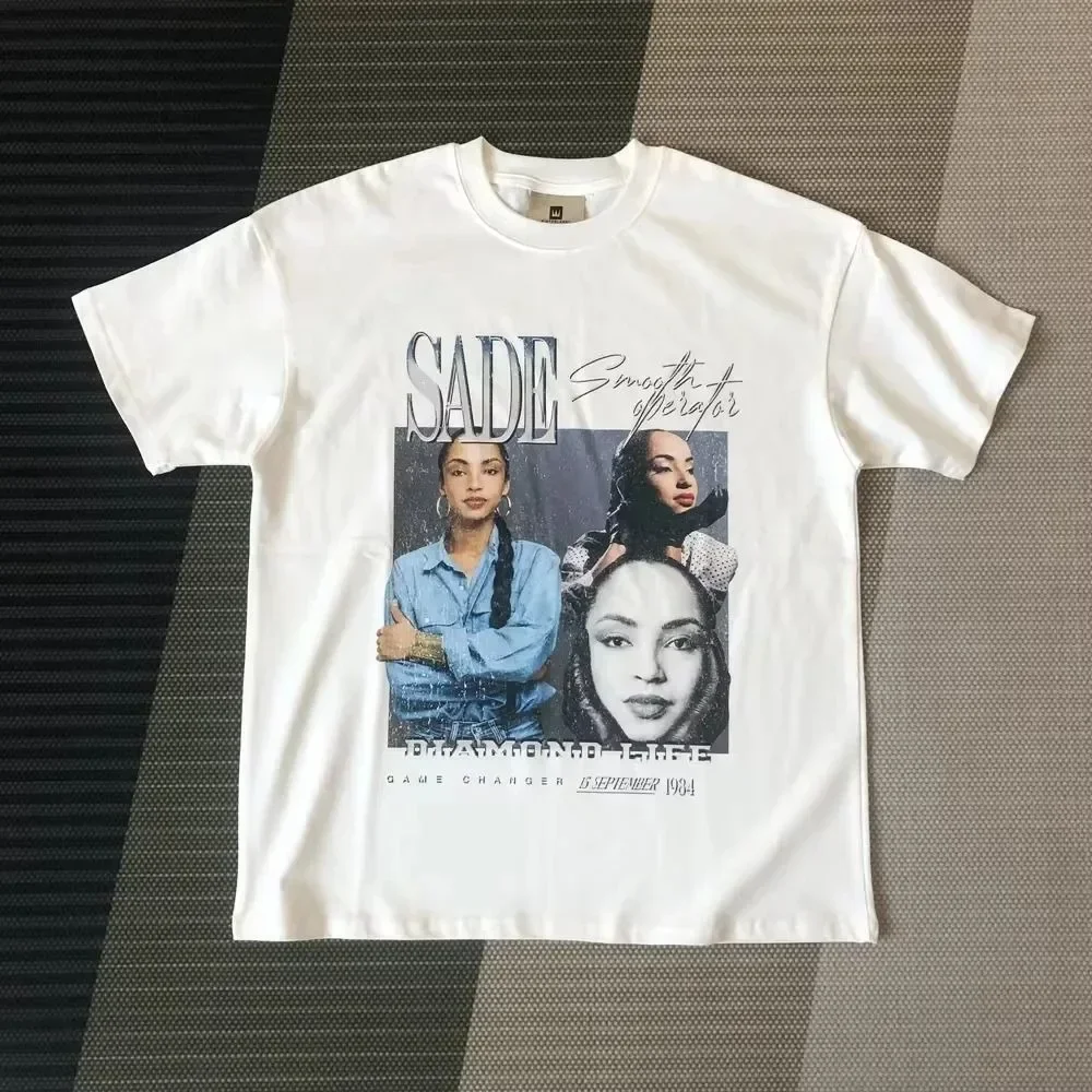 Vintage Sade Adu Print Graphic 100% Cotton T-Shirt WoMen Y2K Summer Short Sleeves Vintage Oversize Tshirt Streetwear Women Tops