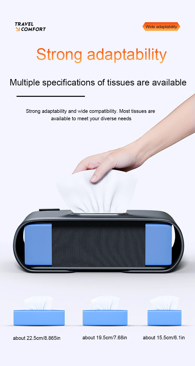1 Stück Auto-Taschentuchbox, am Fahrzeug montierte Taschentuchbox, Auto-Taschentuchspender, multifunktionales elastisches Band aus Leder, für Mittelkonsole – Detail 9