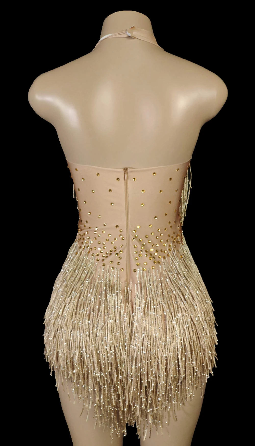 Sparkly Rhinestones Fringes Bodysuit Women Nightclub Outfit Glisten Dance Costume One-piece Dance Wear Singer Stage Leotard