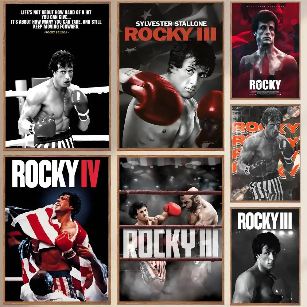 Póster de boxeo R-Rocky B-Balboa, arte autoadhesivo, pegatina de papel impermeable, decoración de pared para cafetería, Bar, habitación