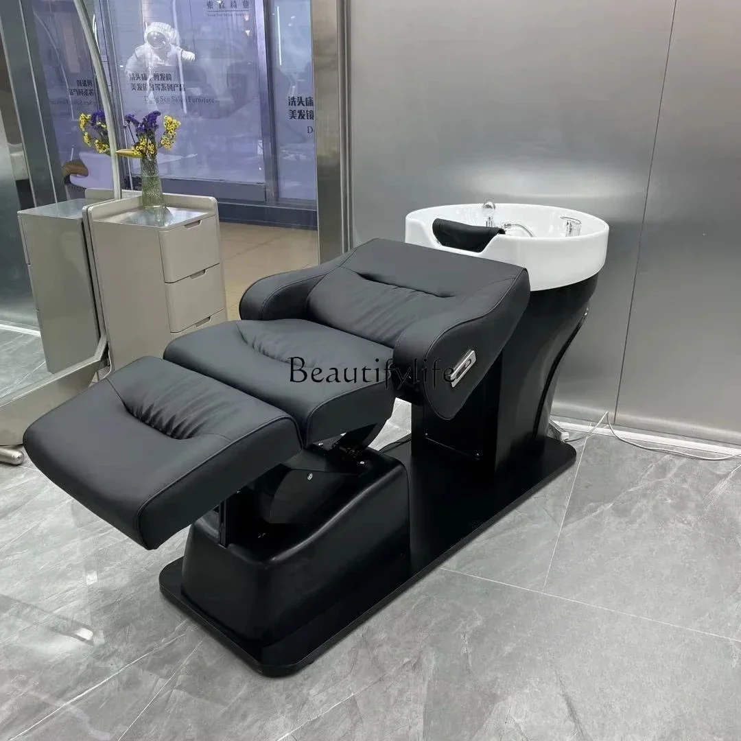 

ld 30Shampoo Chair for Hair Salon Massage Half Lying Flushing Bed Ceramic Basin