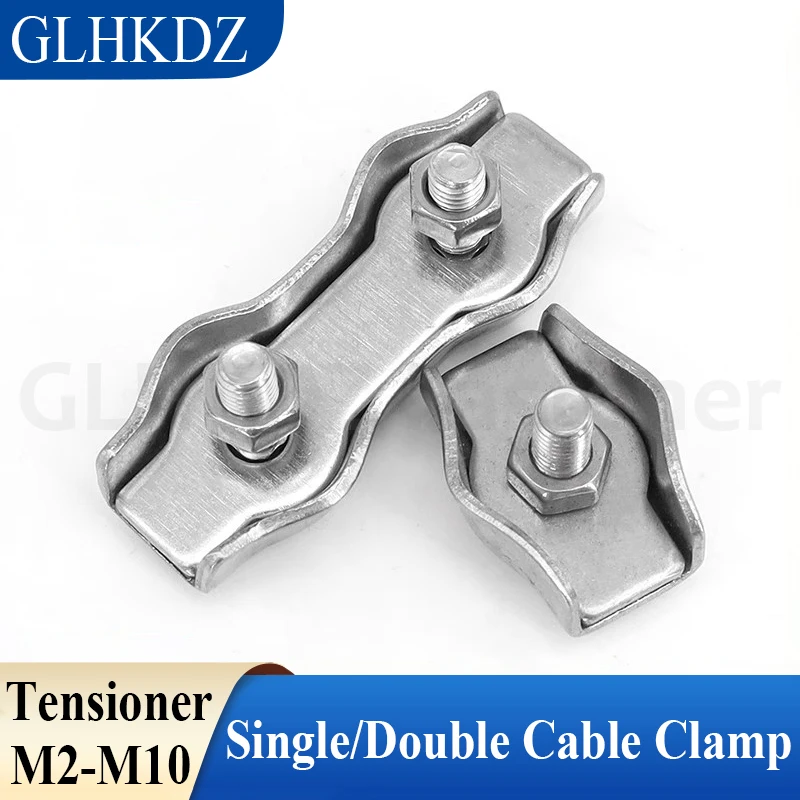 

M2-M10 316 Stainless Steel Wire Rope Clamp Cable Clamp Single/Double Clip Cable Tensioners Fixing Cable Connector Fixing Clip