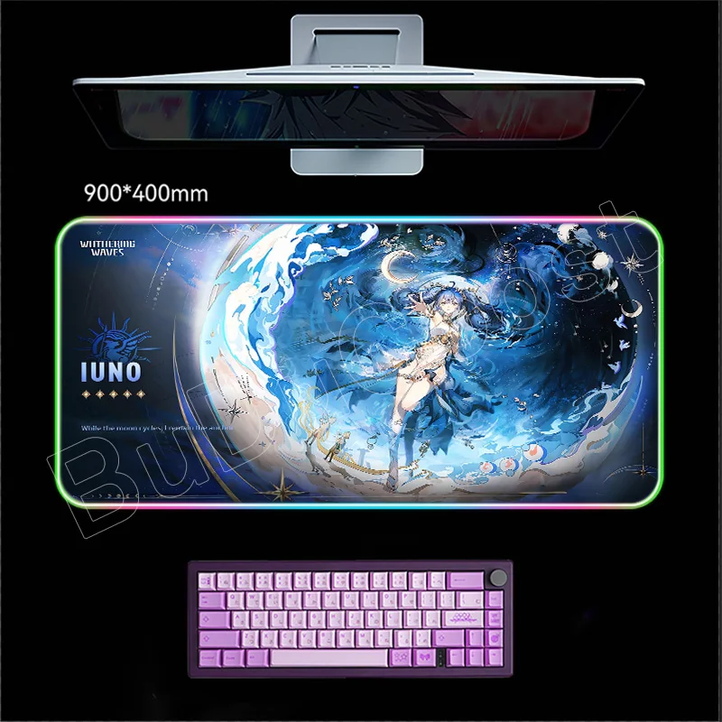 Коврик для мыши RGB Wuthering Waves Luno Коврик для мыши Ноутбук Сексуальная игровая клавиатура Коврик ПК Аниме Девушка Геймер Шкаф Коврик для мыши XXL HD Настольный коврик