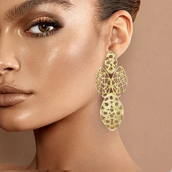 Earrings For Women Large Size Plant Leaf Drop Earring 18K Gold Plated Fashion Jewelry Wedding Party Accessories Gift 2023 Trendy