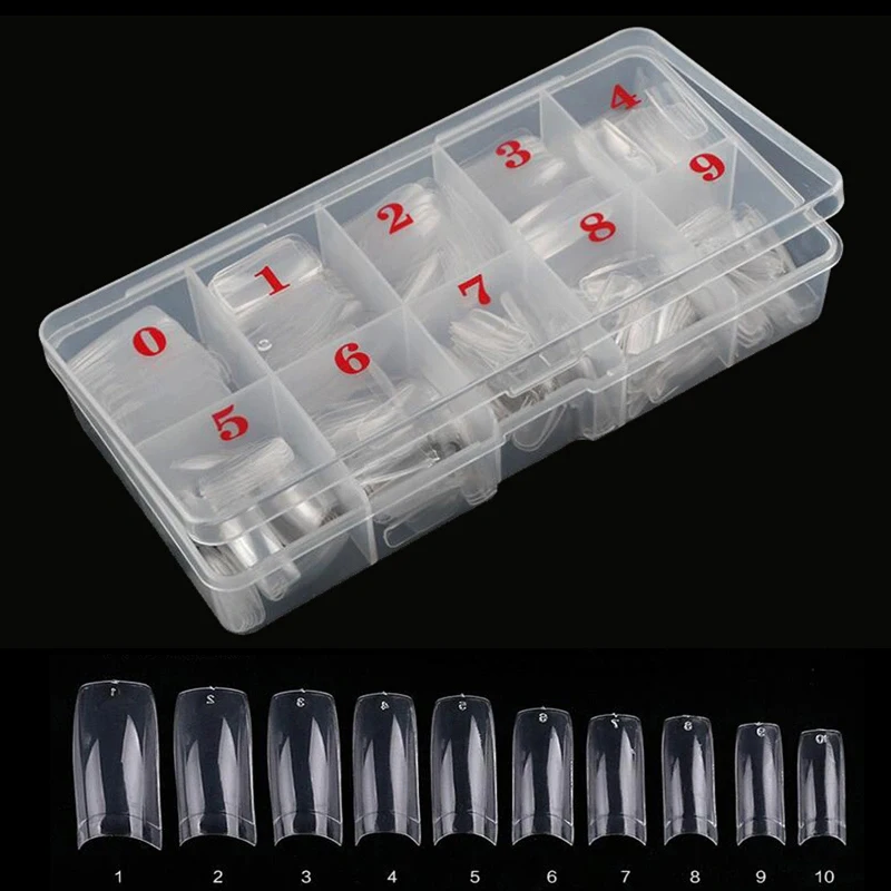 Maniküre, 500 Stück, französische Nagelstücke, verpackt, durchsichtiges Peeling, künstlicher Nagelflicken, abnehmbarer, natürlicher künstlicher Nagelflicken mit vollem Stick
