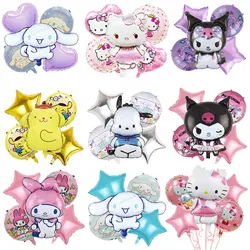 5ชิ้น Sanrio Hello Kitty Kuromi ชุดลูกโป่งฟอยล์เมโลดี้เด็กผู้หญิงสุขสันต์วันเกิดปาร์ตี้ฮีเลียมอุปกรณ์ตกแต่งห้องอาบน้ำเด็ก