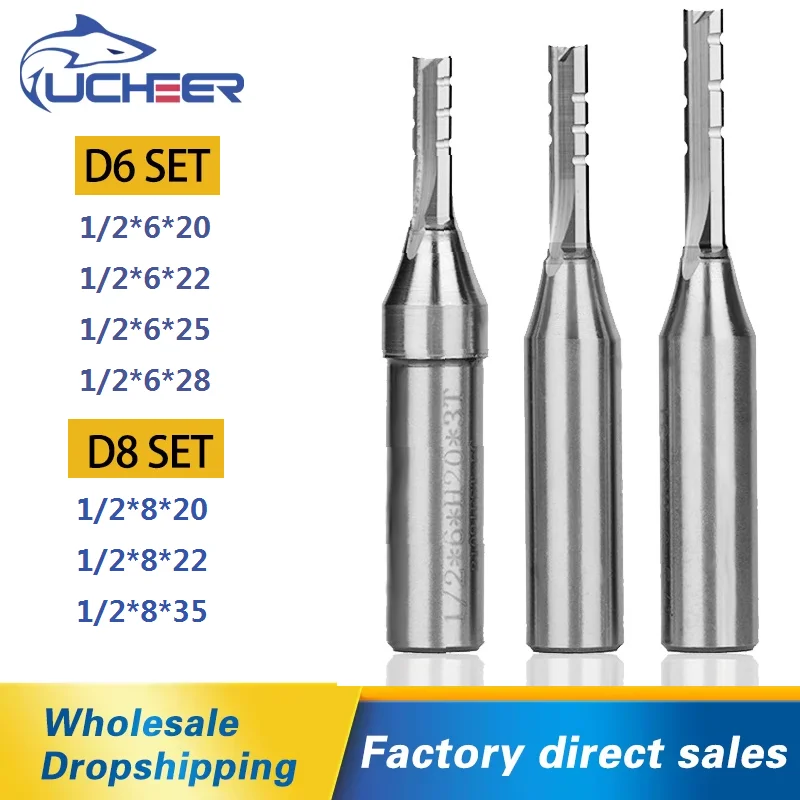 

UCHEER TCT 3flutes 1/2 shank Router Bit Woodworking straight groove Carving Trimming Slotting Router Bit