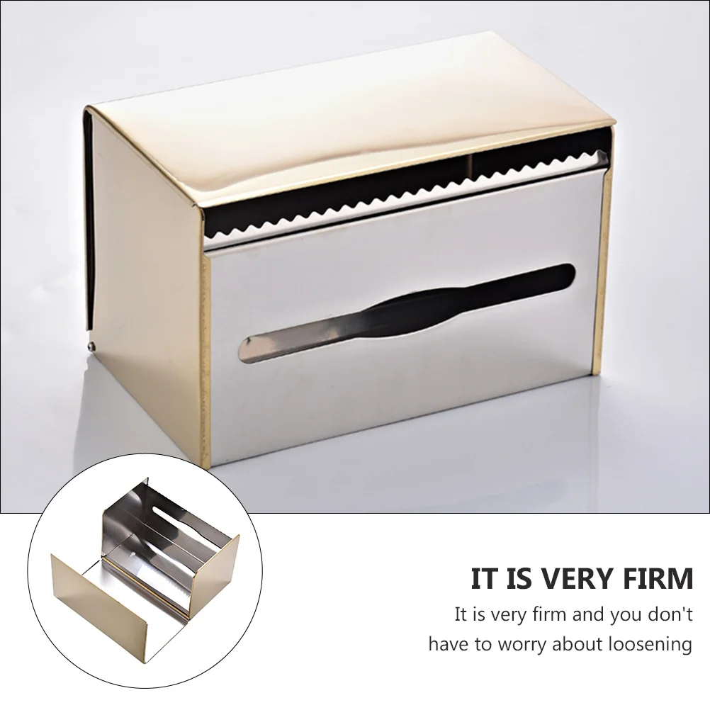 

Stainless Steel Waterproof Tissue Box Holder Wall Mounted Bathroom Storage Case Edge Dust Proof Toilet Paper Organizer