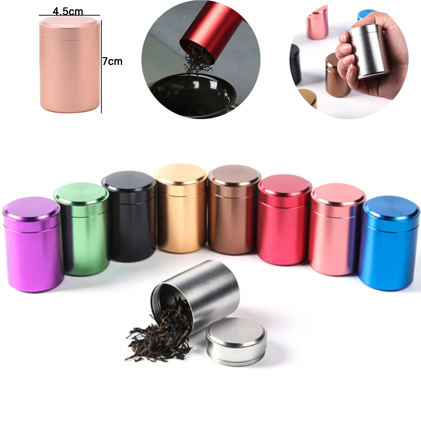 Tea Can Travel Portable Sealed Jar Metal Mini Storage Box New Moisture-proof Solid Color Nut Candy Jars Food Storage Container