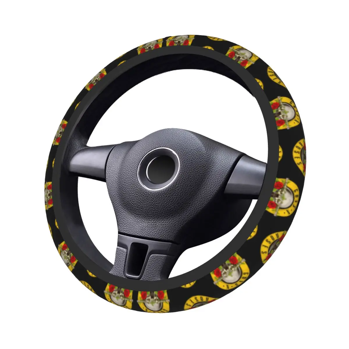 38cm Car Steering Wheel Cover Guns N Roses Bullet Logo Anti-slip Heavy Metal Braid On The Steering Wheel Cover Auto Accessories