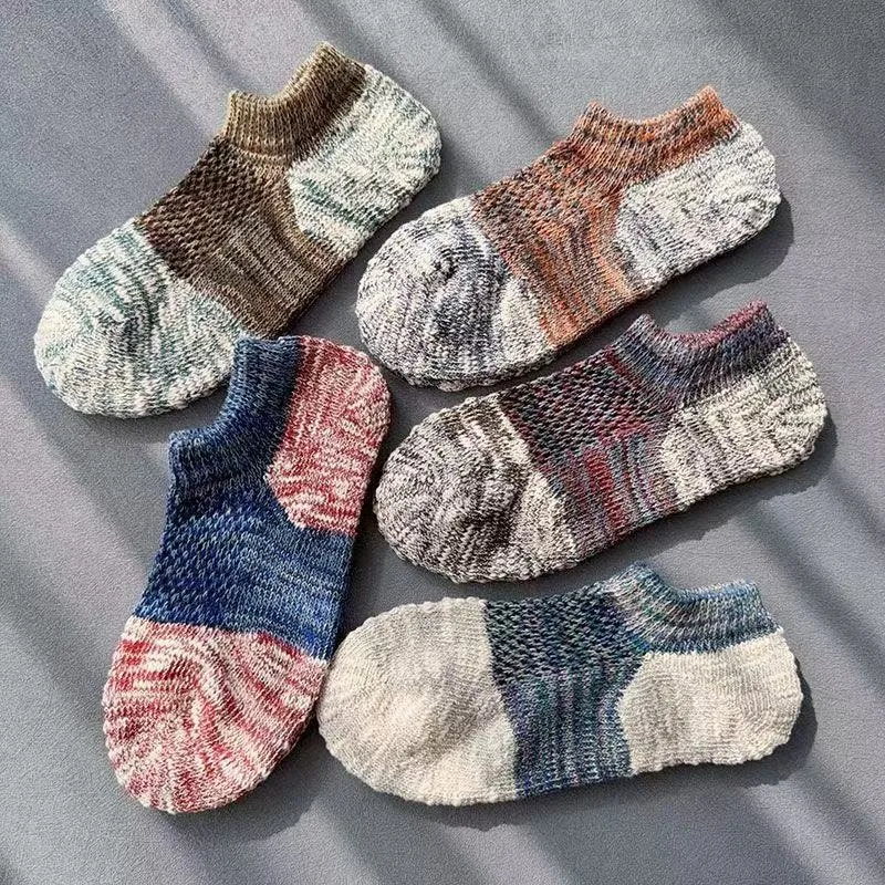 5 أزواج من جوارب الكاحل غير الرسمية الرجعية للرجال والنساء لفصلي الربيع والصيف، جوارب قصيرة ممتصة للعرق وجيدة التهوية