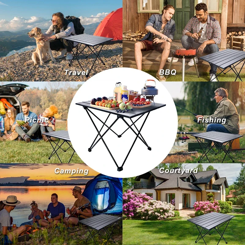 PACOONE Mesa para acampar al aire libre Mochila ultraligera Mesa plegable portátil Alta carga Transporte Senderismo Playa Picnic Barbacoa Durable