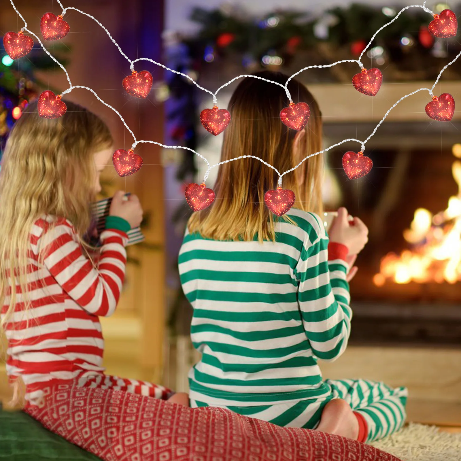 سلسلة أضواء Led على شكل قلب 1.5 متر ديكور رومانسي أحمر دافئ مرن لعيد الحب وحفلات الزفاف وغرفة النوم الداخلية والخارجية #1