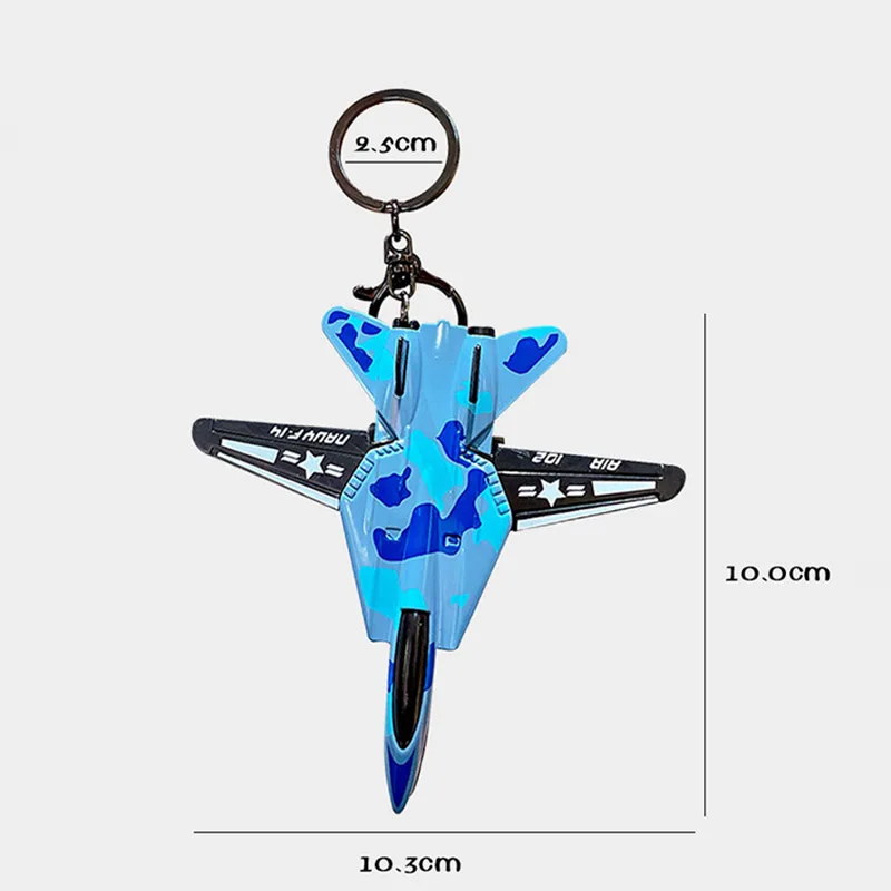 Creative Cartoon Simulation Fighter Aircraft Toy Model Keychain Pendant Inertia Aircraft Desktop Ornament Pull Back Car Boy Gift