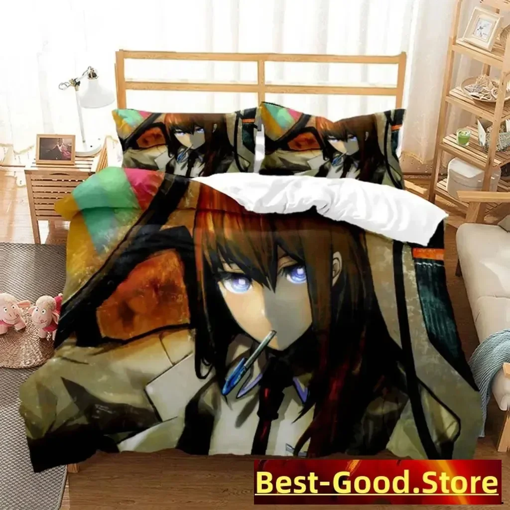 Anime Steins Gate Kurisu Makise Bedding Set Boys Girls Twin Queen Size Duvet Cover Pillowcase Bed Kids Adult Home Textile