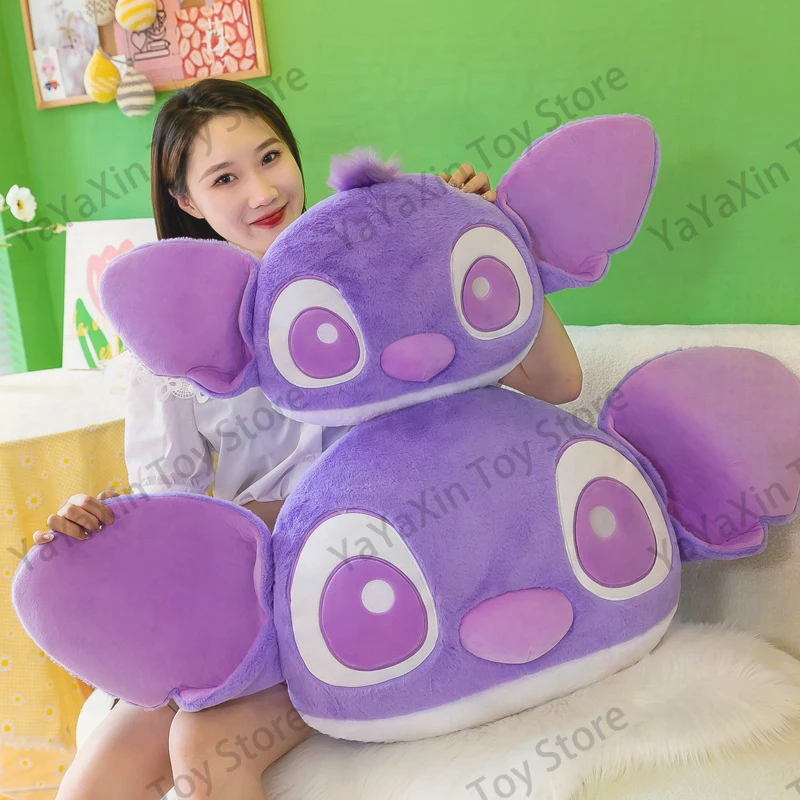 

Милая фиолетовая плюшевая игрушка-подушка Стич для детей и взрослых, подарок на день рождения, аниме-тематическая подушка-валик для поддержки поясницы