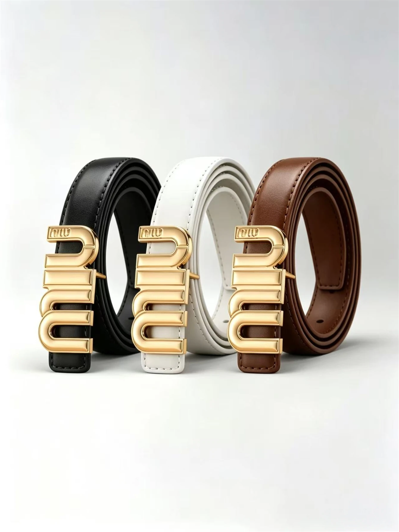 A premium women's business-style belt featuring pure color and a minimalist, casual design that pairs perfectly with jeans and d