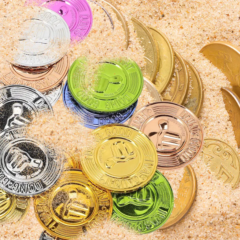100 Pcs Carnival Coins Fake Pirate Party Decorations Plastic Treasure Favors Gold Ornament