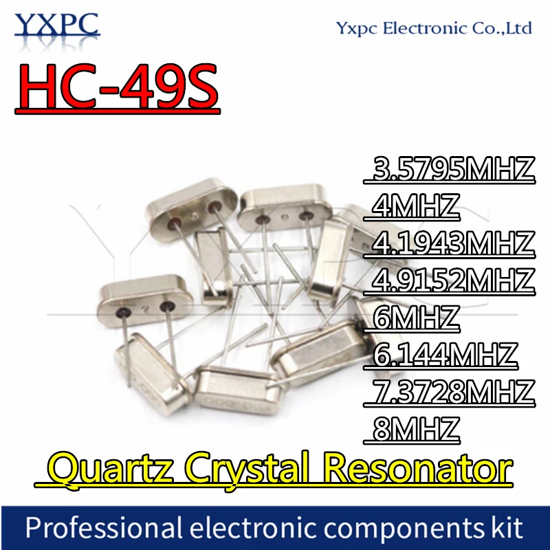 10 sztuk HC-49S rezonator kwarcowy kryształy pasywne 3.5795MHZ 4MHZ 4.1943MHZ 4.9152MHZ 6MHZ 6.144MHZ 7.3728MHZ 8MHZ 8.000MHZ