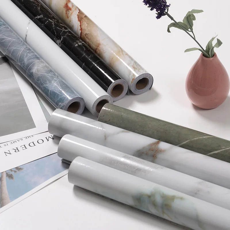 

NEW PVC Marble Wall Sticker 3D Wallpaper Kitchen Cabinet Countertop Film Bathroom Waterproof Contact Paper Room Decoration
