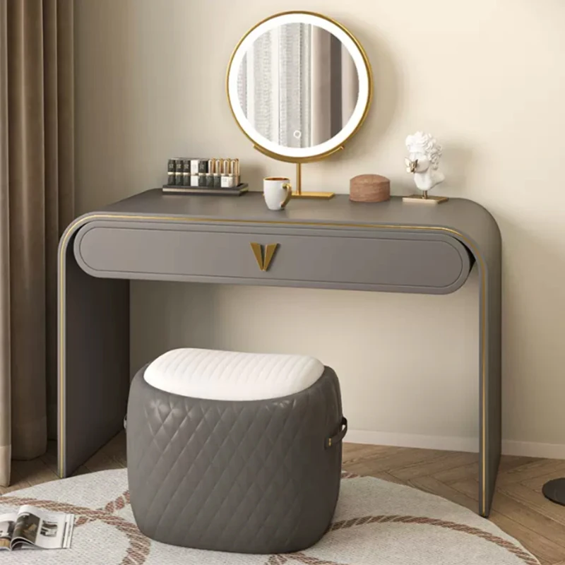 

Dressing Table With Mirror And Light Makeup Vanity Desk With Cushioned Stool Modern Dressing Table For Bedroom