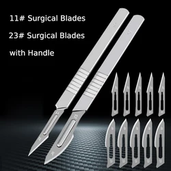 10pcs 11# 23# Carbon Steel Surgical Scalpel Blades + 1pc Handle Scalpel DIY Cutting Tool   PCB Repair Animal Surgical Knife