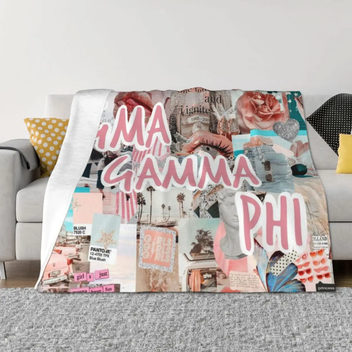 

Sigma gamma phi pink and teal sgphi thusa Throw Blanket Thin Soft Big decorative blankets ands Blankets