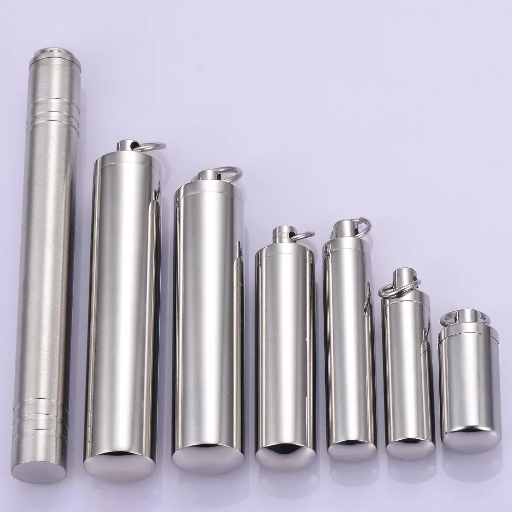 Men Stainless Steel Perfume Holder Bullet Cylinder Ashes Urn Pendant Angel Wing Charm Memorial Necklace Jewelry 6 Sizes