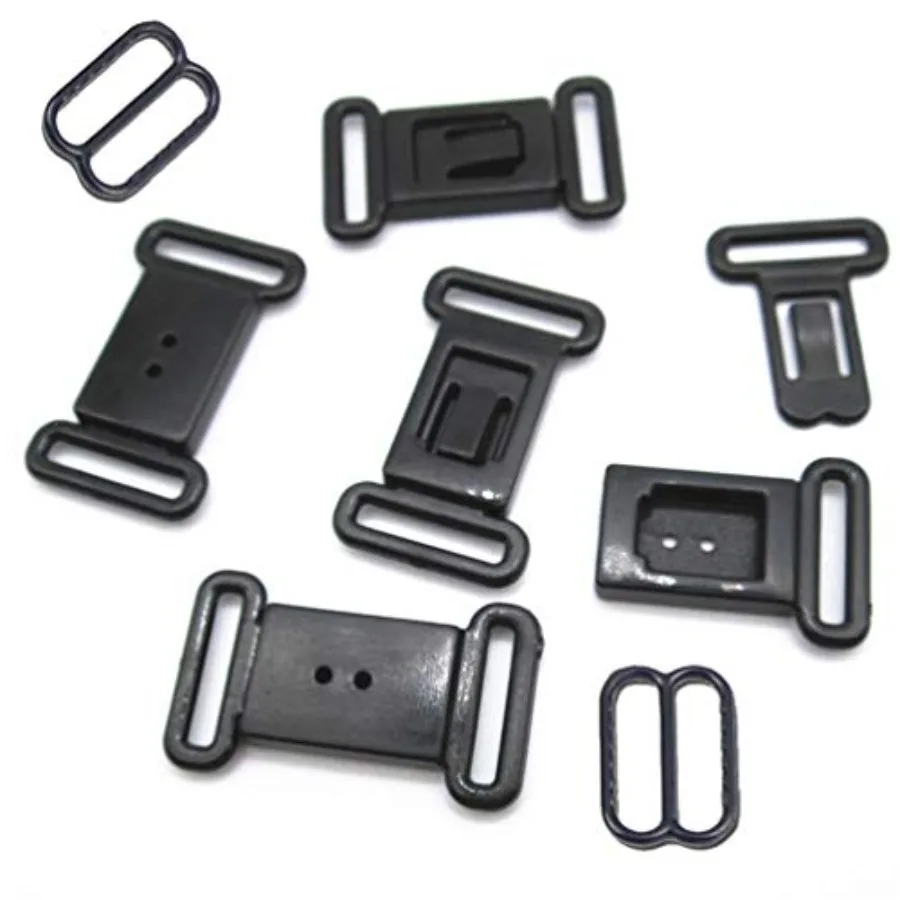 50 Sets Adjustable Bow Tie Clips Plastic Snap Buckles Hook Fastener for Necktie Strap Black