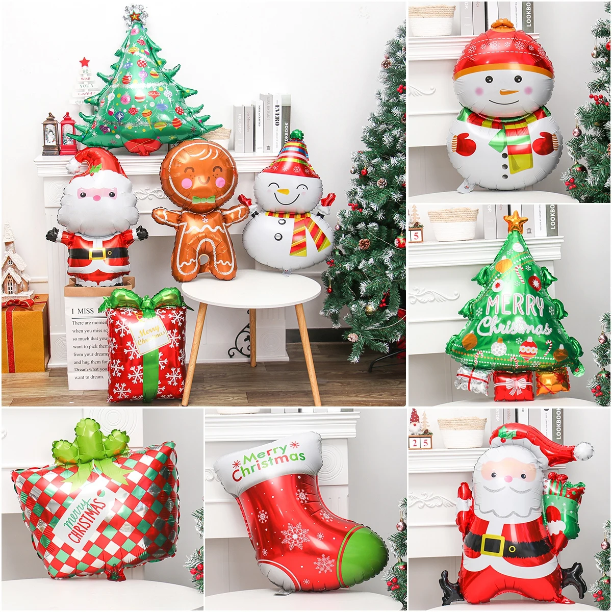 Christmas Foil Balloons Santa Claus Xmas Tree Merry Christmas Decoration 2024 for Home Navidad Noel Gifts Happy New Year 2025 ﻿