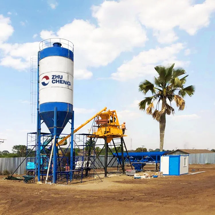 Mini Ready Mix Concrete Batching Plant HZS35 35m3/h High Performance With Concrete Mixer JS750 Full Automatic Control System